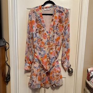 JustFab Multicolor Floral V-Neck Shirt Dress